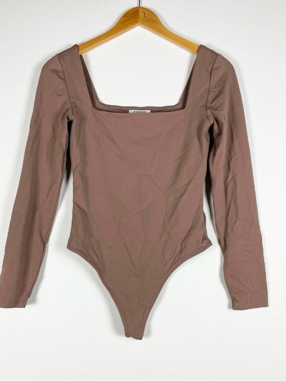 Aritzia Babaton Contour Squareneck Long Sleeve One Piece Bodysuit Shirt Top M